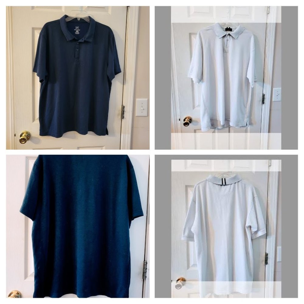 TERRIFIC EUC TWO POLO BUNDLE of Navy & White in Sz XL ProLine/George (sharp!)